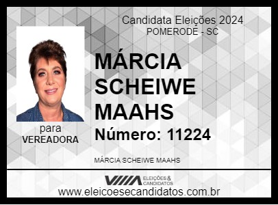 Candidato MÁRCIA SCHEIWE MAAHS 2024 - POMERODE - Eleições