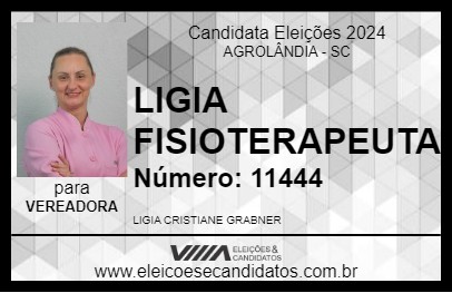 Candidato LIGIA FISIOTERAPEUTA 2024 - AGROLÂNDIA - Eleições