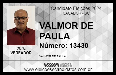 Candidato VALMOR DE PAULA 2024 - CAÇADOR - Eleições