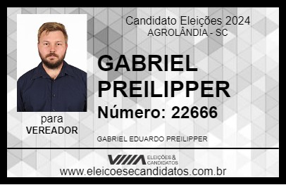 Candidato GABRIEL PREILIPPER 2024 - AGROLÂNDIA - Eleições