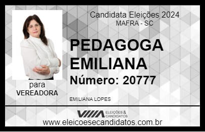 Candidato PEDAGOGA EMILIANA 2024 - MAFRA - Eleições