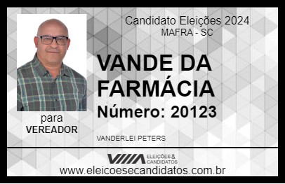 Candidato VANDE DA FARMÁCIA 2024 - MAFRA - Eleições