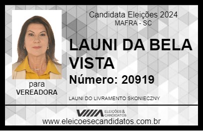 Candidato LAUNI DA BELA VISTA 2024 - MAFRA - Eleições