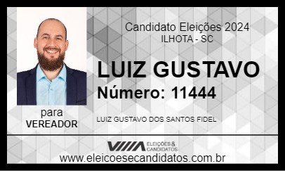 Candidato LUIZ GUSTAVO 2024 - ILHOTA - Eleições