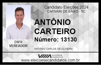 Candidato ANTÔNIO CARTEIRO 2024 - CAPIVARI DE BAIXO - Eleições