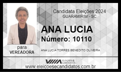 Candidato ANA LUCIA 2024 - GUARAMIRIM - Eleições