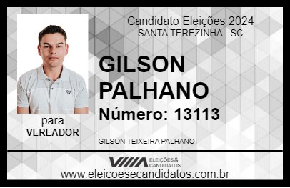 Candidato GILSON PALHANO 2024 - SANTA TEREZINHA - Eleições