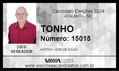 Candidato TONHO 2024 - ATALANTA - Eleições