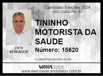 Candidato TININHO MOTORISTA DA SAUDE 2024 - SÃO JOAQUIM - Eleições