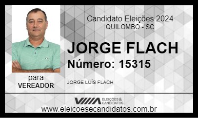 Candidato JORGE FLACH 2024 - QUILOMBO - Eleições