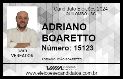 Candidato ADRIANO BOARETTO 2024 - QUILOMBO - Eleições