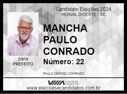 Candidato MANCHA  PAULO CONRADO 2024 - HERVAL D\OESTE - Eleições