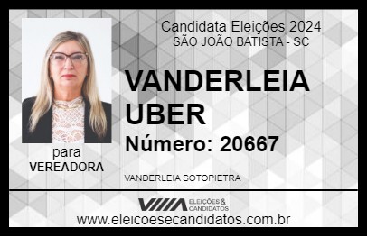 Candidato VANDERLEIA UBER 2024 - SÃO JOÃO BATISTA - Eleições