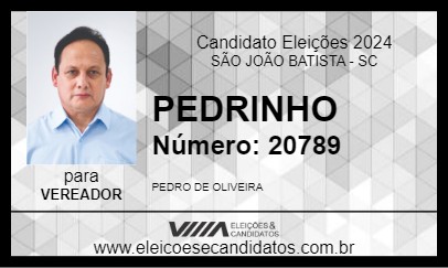 Candidato PEDRINHO 2024 - SÃO JOÃO BATISTA - Eleições