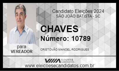 Candidato CHAVES 2024 - SÃO JOÃO BATISTA - Eleições