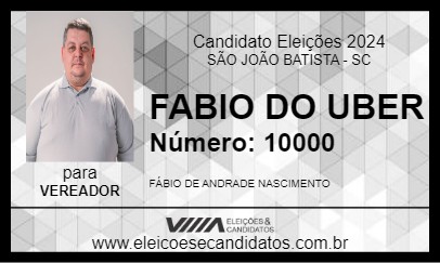 Candidato FABIO DO UBER 2024 - SÃO JOÃO BATISTA - Eleições