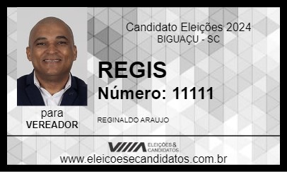 Candidato REGIS 2024 - BIGUAÇU - Eleições