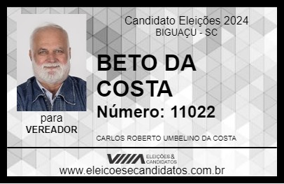 Candidato BETO DA COSTA 2024 - BIGUAÇU - Eleições