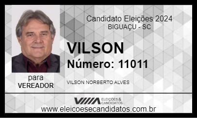 Candidato VILSON 2024 - BIGUAÇU - Eleições