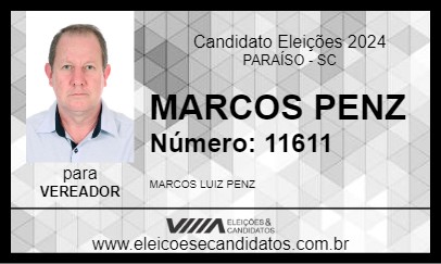 Candidato MARCOS PENZ 2024 - PARAÍSO - Eleições