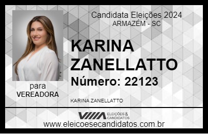 Candidato KARINA ZANELLATTO 2024 - ARMAZÉM - Eleições