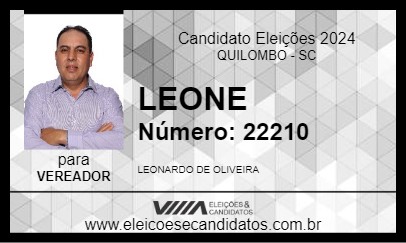 Candidato LEONE 2024 - QUILOMBO - Eleições