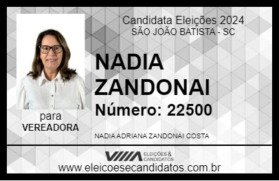 Candidato NADIA ZANDONAI 2024 - SÃO JOÃO BATISTA - Eleições