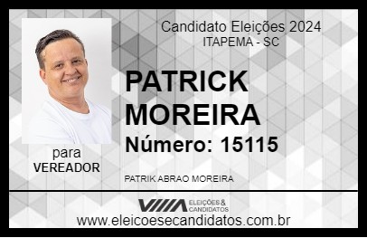 Candidato PATRICK MOREIRA 2024 - ITAPEMA - Eleições