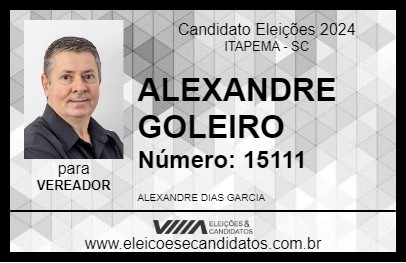 Candidato ALEXANDRE GOLEIRO 2024 - ITAPEMA - Eleições