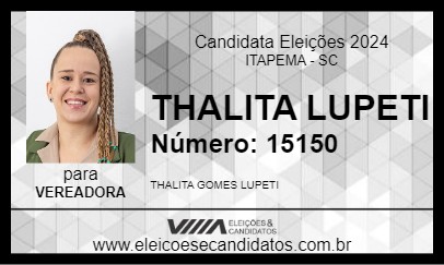 Candidato THALITA LUPETI 2024 - ITAPEMA - Eleições