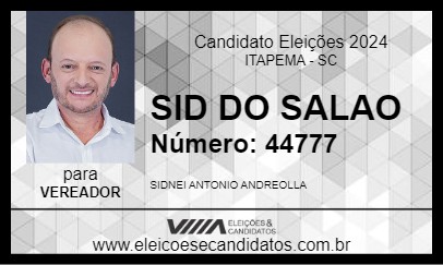 Candidato SID DO SALAO 2024 - ITAPEMA - Eleições