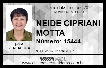 Candidato NEIDE CIPRIANI MOTTA 2024 - NOVA TRENTO - Eleições