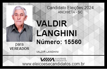 Candidato VALDIR LANGHINI 2024 - ANCHIETA - Eleições