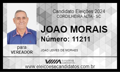 Candidato JOAO MORAIS 2024 - CORDILHEIRA ALTA - Eleições