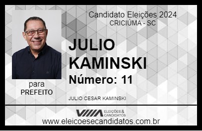 Candidato JULIO KAMINSKI 2024 - CRICIÚMA - Eleições