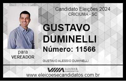 Candidato GUSTAVO DUMINELLI 2024 - CRICIÚMA - Eleições