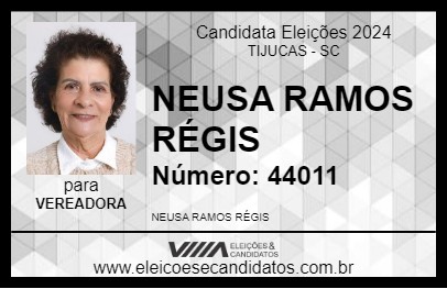 Candidato NEUSA RAMOS RÉGIS 2024 - TIJUCAS - Eleições