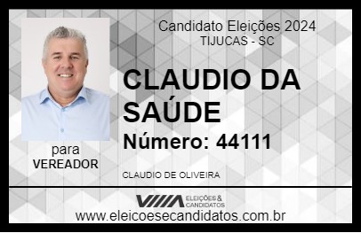 Candidato CLAUDIO DA SAÚDE 2024 - TIJUCAS - Eleições