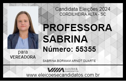 Candidato PROFESSORA SABRINA 2024 - CORDILHEIRA ALTA - Eleições