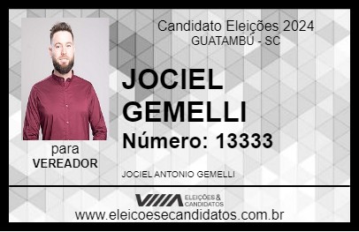 Candidato JOCIEL GEMELLI 2024 - GUATAMBÚ - Eleições