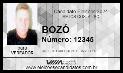 Candidato BOZÓ 2024 - MATOS COSTA - Eleições