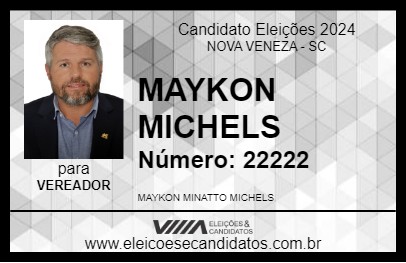 Candidato MAYKON MICHELS 2024 - NOVA VENEZA - Eleições