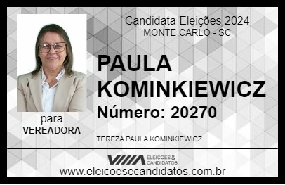 Candidato PAULA KOMINKIEWICZ 2024 - MONTE CARLO - Eleições