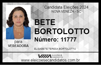 Candidato BETE BORTOLOTTO 2024 - NOVA VENEZA - Eleições