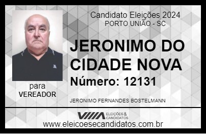 Candidato JERONIMO DO CIDADE NOVA 2024 - PORTO UNIÃO - Eleições