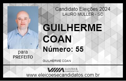 Candidato GUILHERME COAN 2024 - LAURO MÜLLER - Eleições