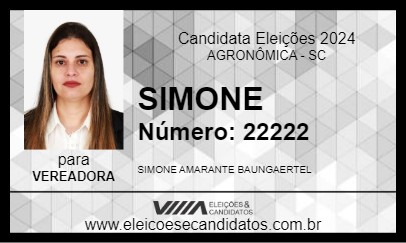 Candidato SIMONE 2024 - AGRONÔMICA - Eleições