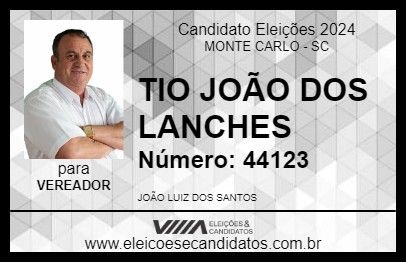 Candidato TIO JOÃO DOS LANCHES 2024 - MONTE CARLO - Eleições