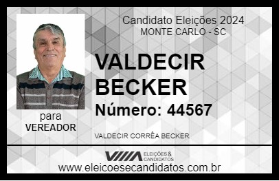 Candidato VALDECIR BECKER 2024 - MONTE CARLO - Eleições