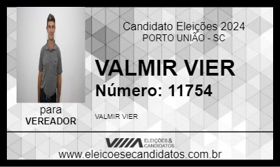 Candidato VALMIR VIER 2024 - PORTO UNIÃO - Eleições